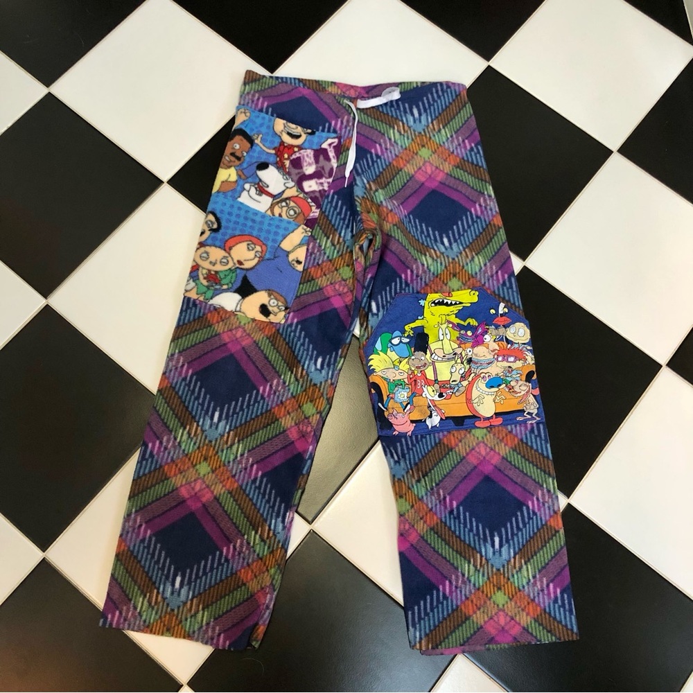 One Of A Kind Nickelodeon Patchwork Fleece Sweatpants Unisex Cartoons Rugrats L